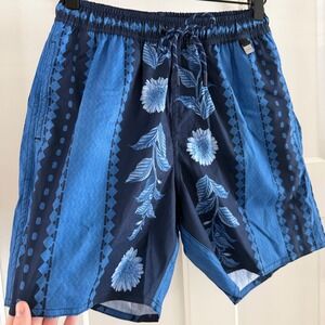 NWT Agua Bendita Joe Men's Swim Trunks Blue Floral Print Size 28 6 in inseam
